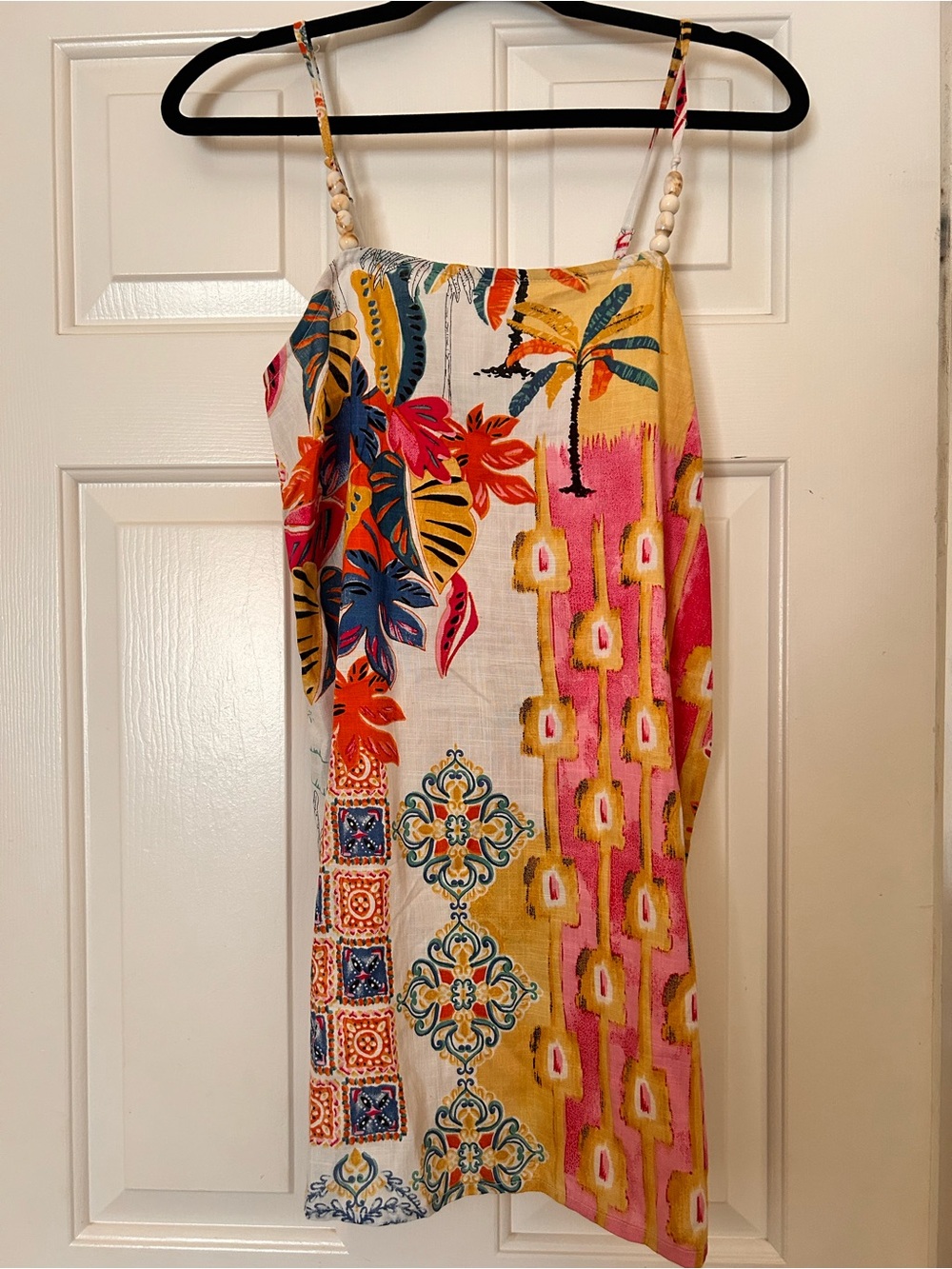 Tropical Print Mini Dress - Pink & Yellow